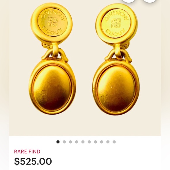 Vintage 80s Givenchy Bijoux Logo Brushed Gold Plated Door Knocker Earrings - Picture 11 of 11